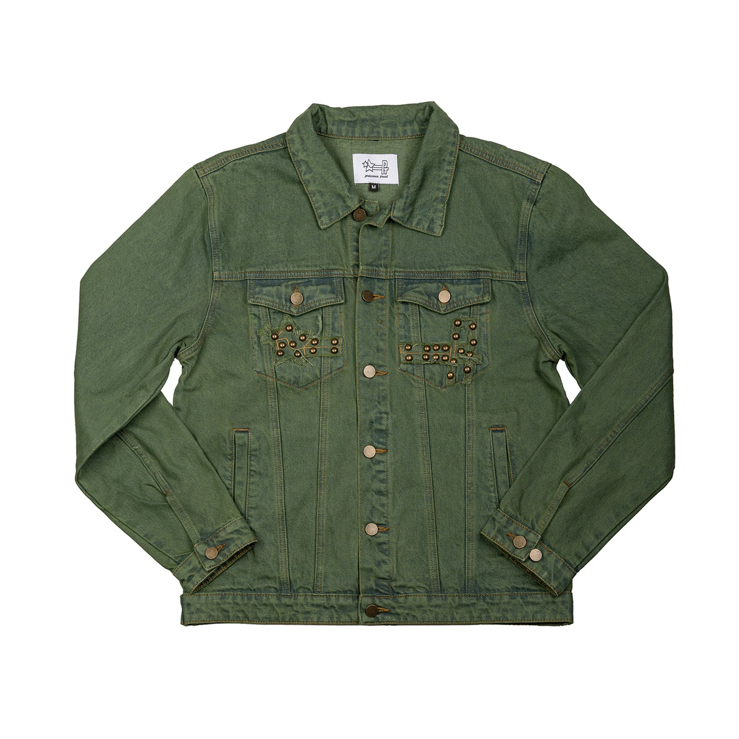 PT DISTRESSED DENIM JACKET - Green