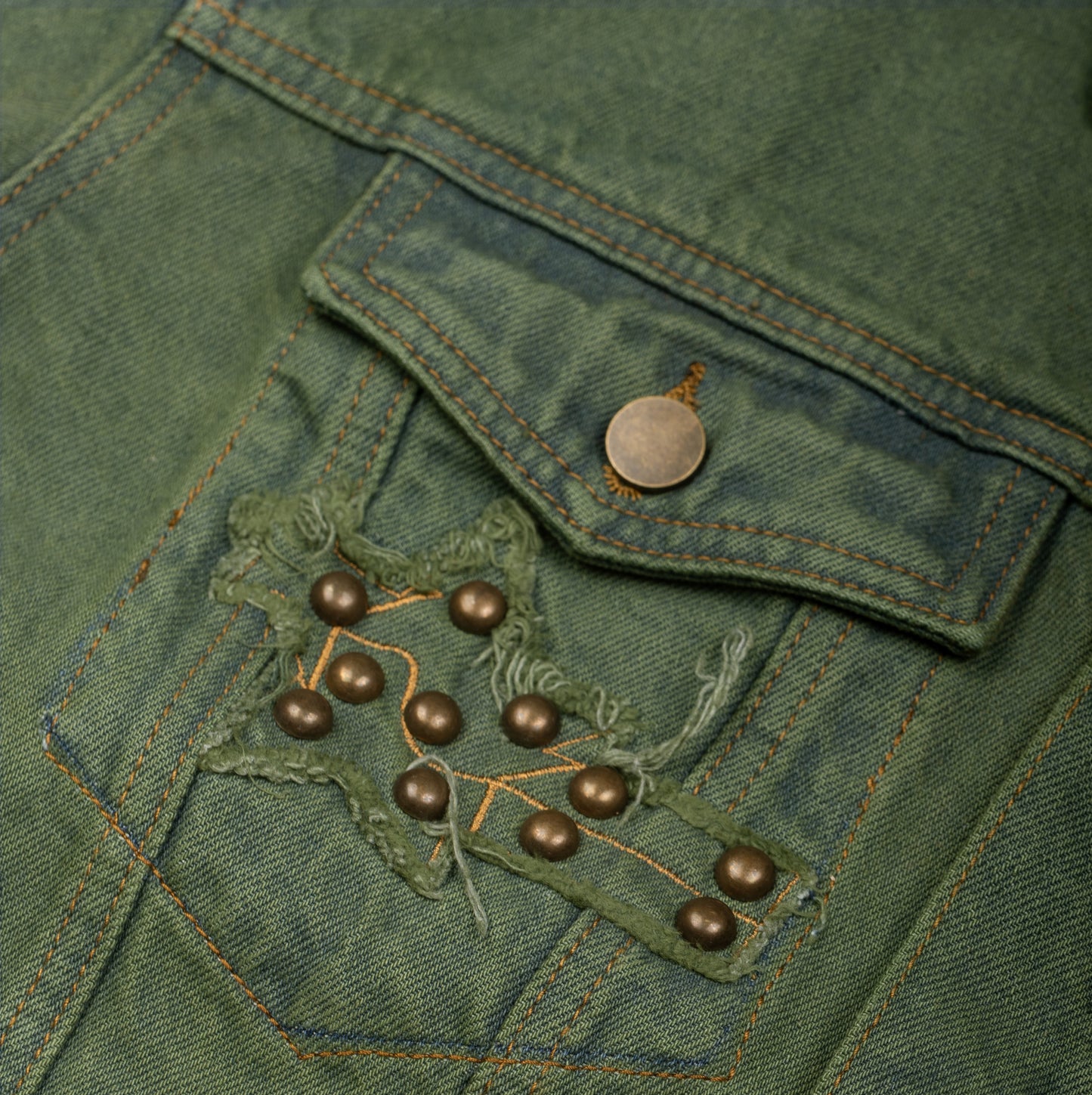 PT DISTRESSED DENIM JACKET - Green