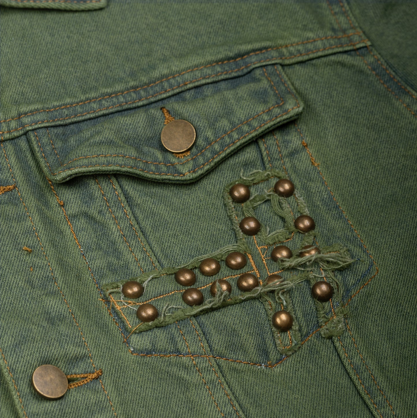 PT DISTRESSED DENIM JACKET - Green