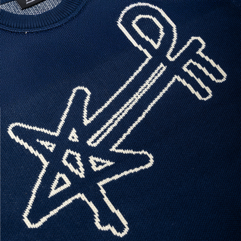 PT JACQUARD LOGO SWEATER  - Navy
