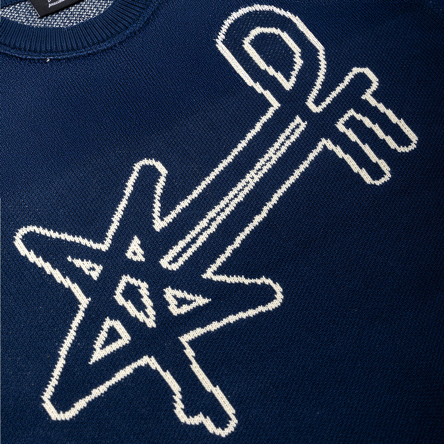 PT JACQUARD LOGO SWEATER  - Navy