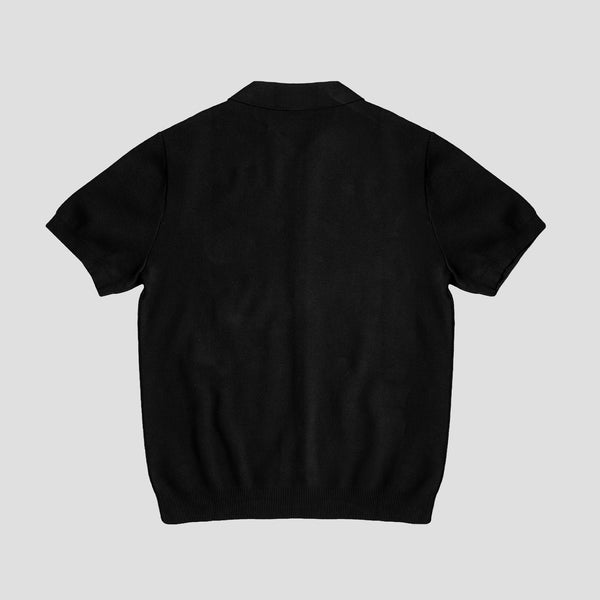 HALF SLEEVE KNIT LOGO POLO (BLACK)