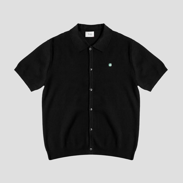 HALF SLEEVE KNIT LOGO POLO (BLACK)