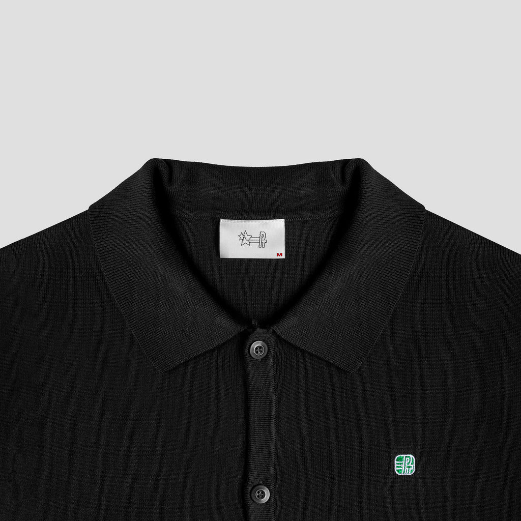 HALF SLEEVE KNIT LOGO POLO (BLACK)