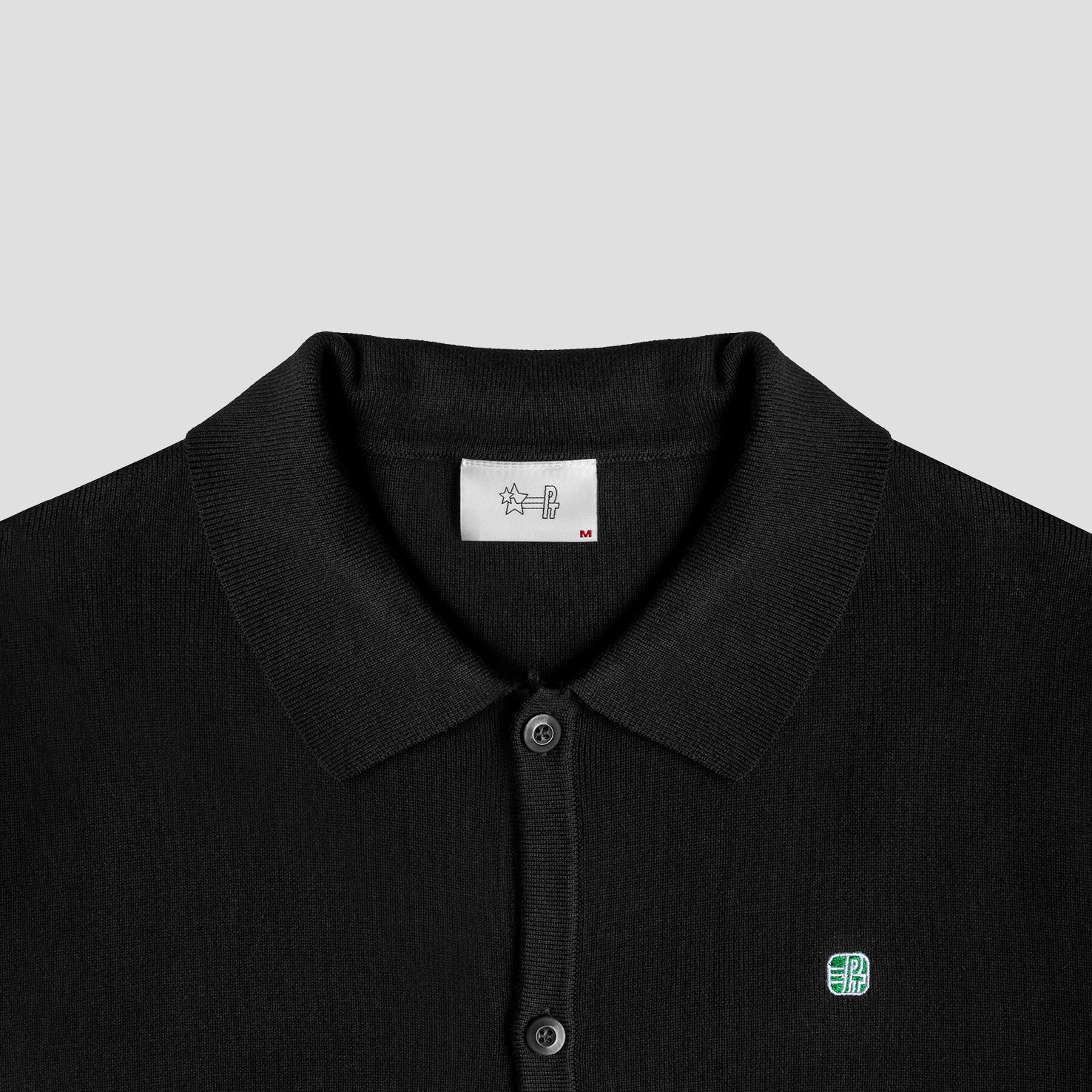 HALF SLEEVE KNIT LOGO POLO (BLACK)