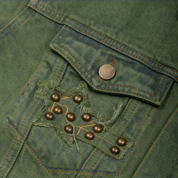 PT DISTRESSED DENIM JACKET - Green